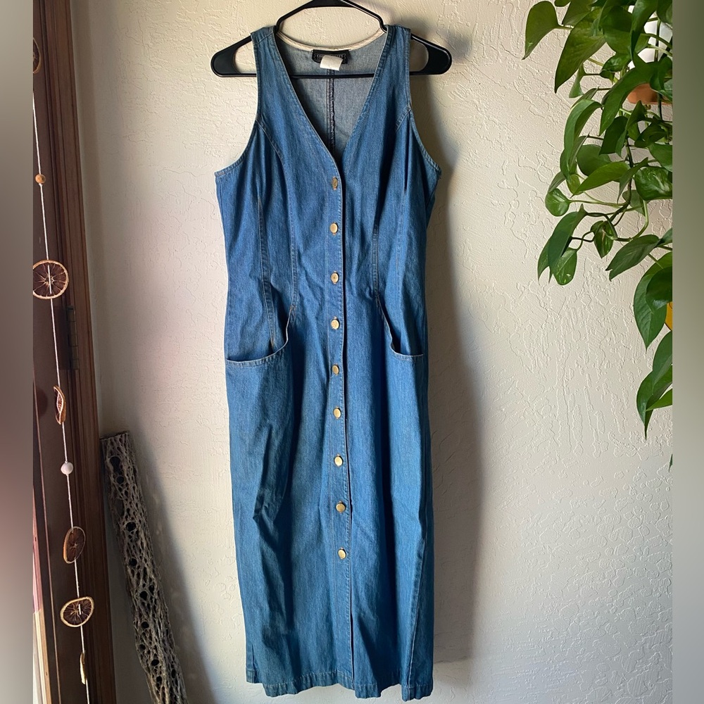 Vintage Blue Denim Button-Down Dress